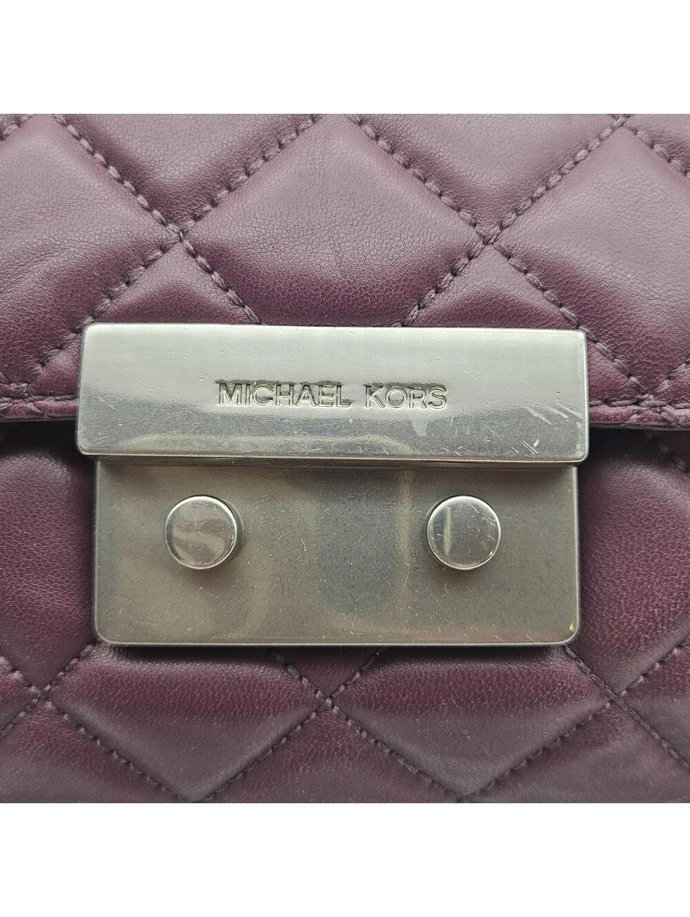 Michael Kors Purple Quilted Purse With Adjustable Chain Strap